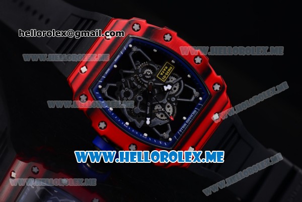 Richard Mille RM 35-01 RAFA Miyota 9015 Automatic PVD Case with Black Rubber Strap and Skeleton Dial Dot Markers - Click Image to Close